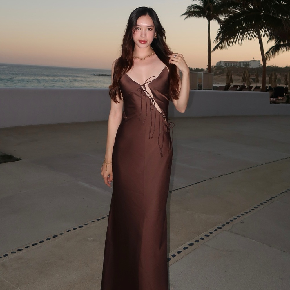 lioness brown bow dress size S